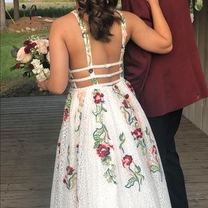 White Floral Prom Dress